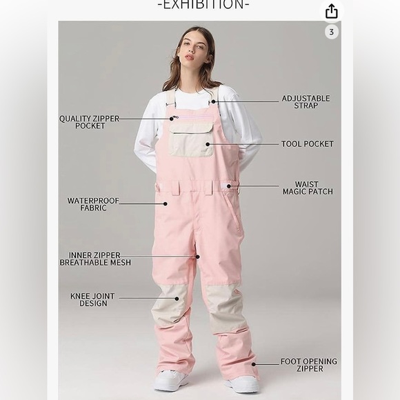 NWT Searipe unisex snow bib overalls ski pants - Picture 5 of 16